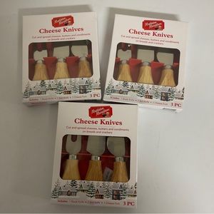Mistletoe Marathon Cheese Knives 3set NWT